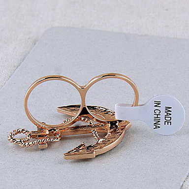 Мода Rhinestone сплава Anchor Форма двойного кольца (случайный цвет)