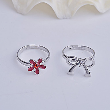 2 PCS Цветы и лук регулируемая Set кольцо сплава