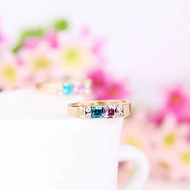 Южнокорейские небольшой свежий цветной квадрат Gemstone ювелирные изделия Finger Ring Ring R709
