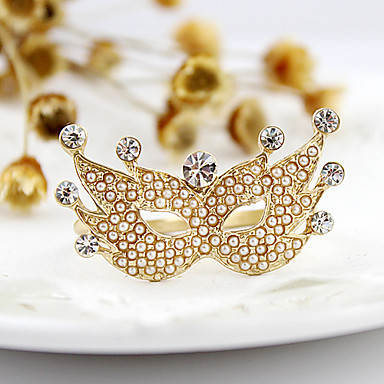 Золотое покрытие Маска Rhinestone Двухместный палец кольцо