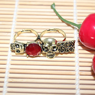 Vintage Бициклические Skull Ring Pattern Циркон