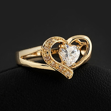 Позолоченная бронзовая циркона Heart-Shaped кольцо J0525