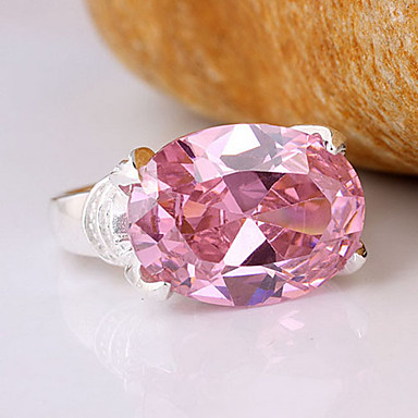 Леди Мода 0,925 Серебряное кольцо With12Mm х 16 мм Большой овальный Цирконий