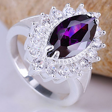 Стерлингового серебра 925 Женщины кольцо с 7x14mm маркизы Shape кубического циркония