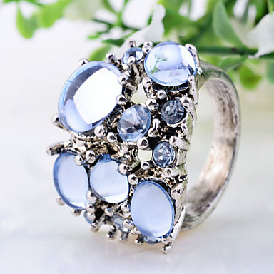 Lureme Урожай голубой Rhinestone кольца