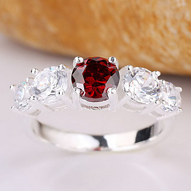 Женщины реальные 925 Sterilng Серебряное кольцо с круглой огранки 5-Stone циркон