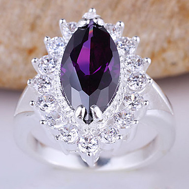 Стерлингового серебра 925 Женщины кольцо с 7x14mm маркизы Shape кубического циркония
