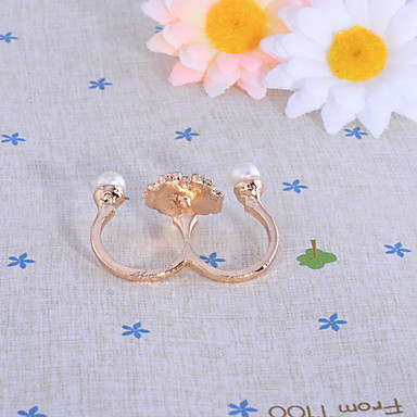 С бриллиантами Heart-Shaped Двухместный Finger Pearl Ring