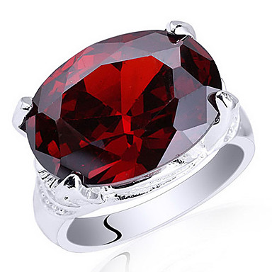 Леди Мода 0,925 Серебряное кольцо With12Mm х 16 мм Большой овальный Цирконий