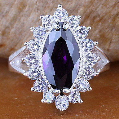 Стерлингового серебра 925 Женщины кольцо с 7x14mm маркизы Shape кубического циркония