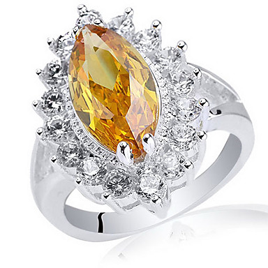 Стерлингового серебра 925 Женщины кольцо с 7x14mm маркизы Shape кубического циркония