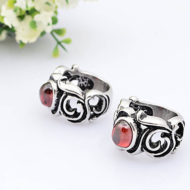 Vintage выдалбливают Красное Кольцо Сталь Камень