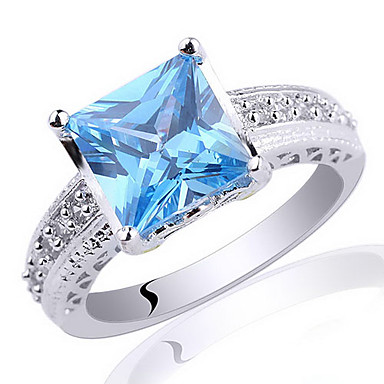 Женская кольцо стерлингового серебра 925 с 8-мм Square Cut кубического циркония