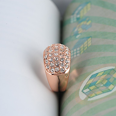 Красивые 18K розовое золото Plate Rhinestone австрийский хрусталь элемент SWA Преувеличенные Кольца женские Кольца
