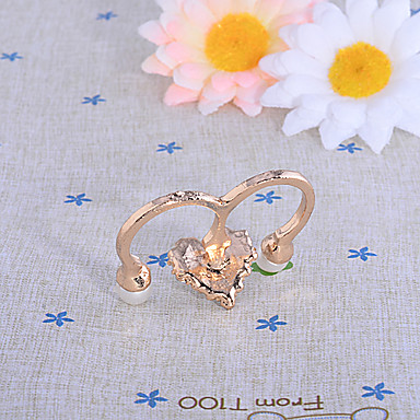 С бриллиантами Heart-Shaped Двухместный Finger Pearl Ring