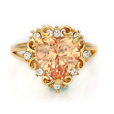 Сияющий Champagne Gold Австрия Кристалл Ocean сердце кольцо