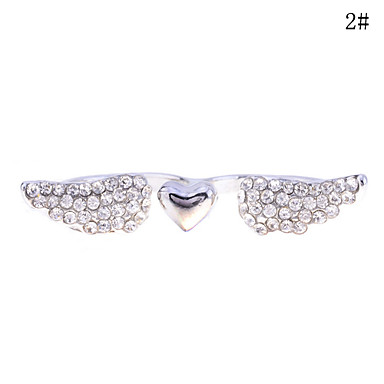 Lureme Полный Кристаллы Сердце Wings Открыть кольцо (разных цветов)