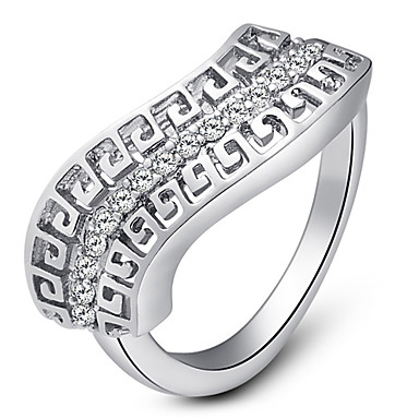Сладкие Женская Серебряные Rhinestone полосы кольца (1 шт) Размер 6,7,8