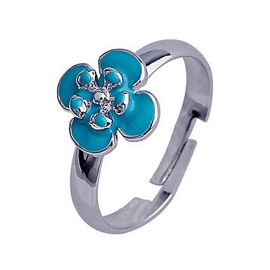 Эмаль Flower Регулируемая Set кольцо сплава (Blue)