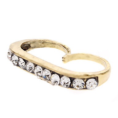 Элегантные ретро Rhinestone шипованных Двухместный Ring Finger