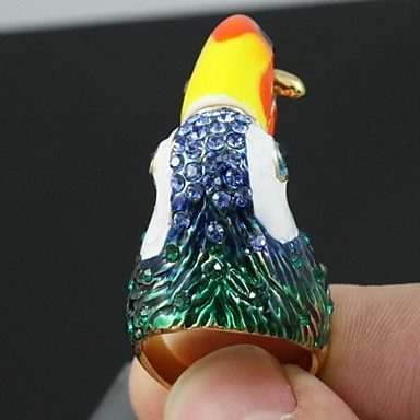 Желтая эмаль Toucan Bird коктейль кольцо с австрийским горный хрусталь
