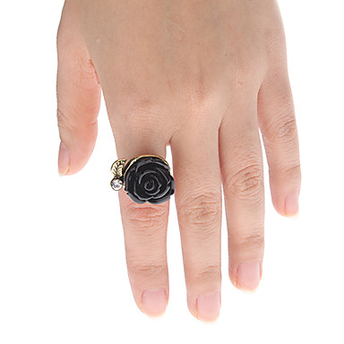 Vintage Style Black Rose Ring