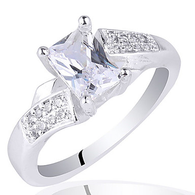 Элегантных женщин 925 Серебряное кольцо с 5x7mm Radiant Shape циркон