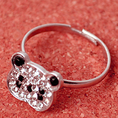 S0Bz Полный кристаллы Rhinestone Серебряные Прекрасные Panda смазливая животных Finger Ring