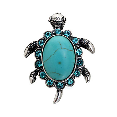 Бирюзовый Регулируемые кольца Rhinestone Черепаха