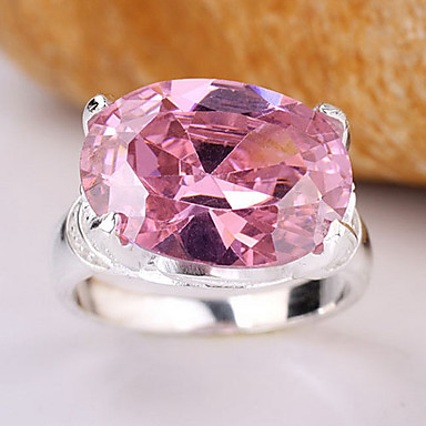 Леди Мода 0,925 Серебряное кольцо With12Mm х 16 мм Большой овальный Цирконий