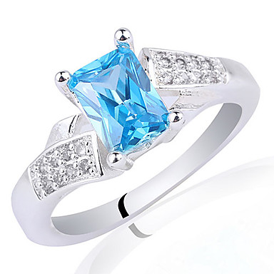 Элегантных женщин 925 Серебряное кольцо с 5x7mm Radiant Shape циркон