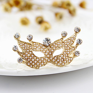 Золотое покрытие Маска Rhinestone Двухместный палец кольцо