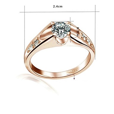 18K Роуз Позолоченные Принцесса Cut Циркон Обручальное кольцо