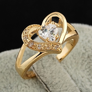 Позолоченная бронзовая циркона Heart-Shaped кольцо J0525