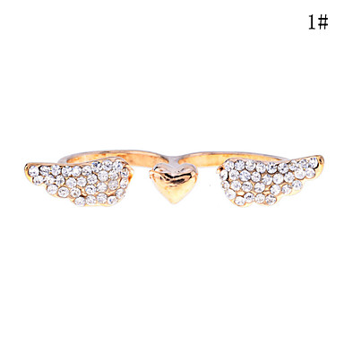 Lureme Полный Кристаллы Сердце Wings Открыть кольцо (разных цветов)