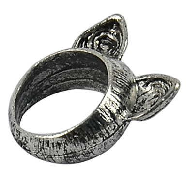 Новый милый 1 Серебряный Vintage Ретро животных кошка уголок кольца перста кольца S0Bz