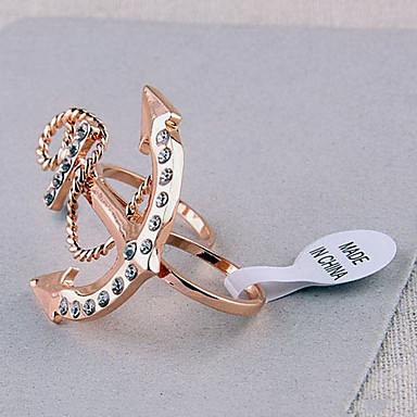 Мода Rhinestone сплава Anchor Форма двойного кольца (случайный цвет)