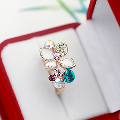Модные Красочные форме цветка кристаллического сплава 18K позолоченный кольцо