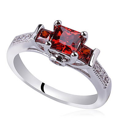0,925 Серебряное кольцо для женщин квадратной формы 3-Stone Цирконий