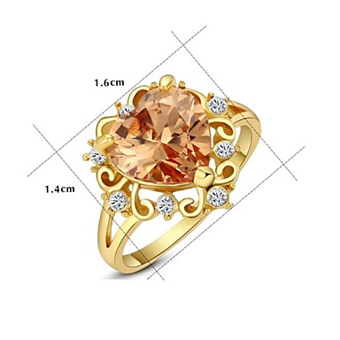 Сияющий Champagne Gold Австрия Кристалл Ocean сердце кольцо