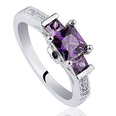 0,925 Серебряное кольцо для женщин квадратной формы 3-Stone Цирконий