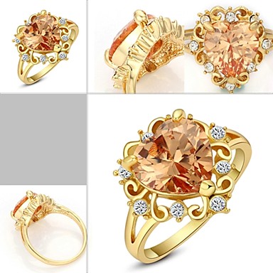 Сияющий Champagne Gold Австрия Кристалл Ocean сердце кольцо