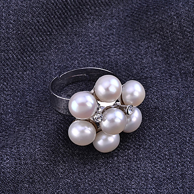 Цветочные Алмазная Инкрустированный Pearl Ring