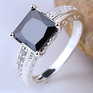 Женская кольцо стерлингового серебра 925 с 8-мм Square Cut кубического циркония