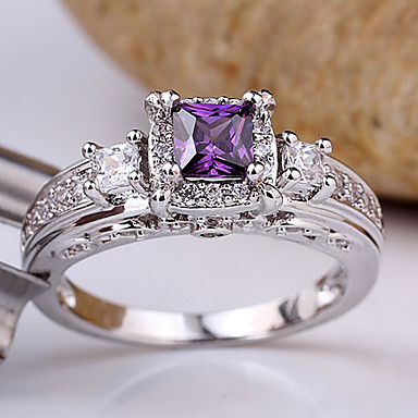 Классические женские 925 Серебряное кольцо с 4.5mm площади цирконий