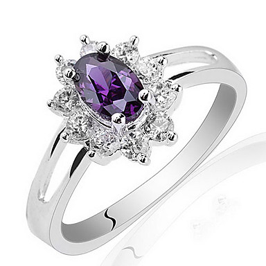 Нежный White Gold Покрытие Серебряное кольцо для женщин с Циркон Камень