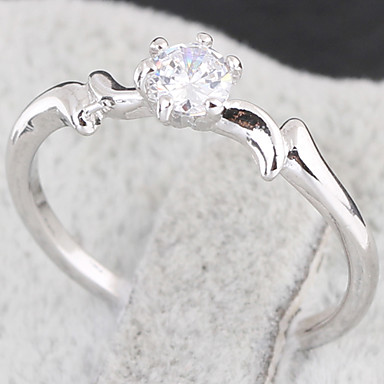 (1 шт) Классический женский Прозрачный Циркон Кольца (5 #, # 6, # 7, # 8 ½)