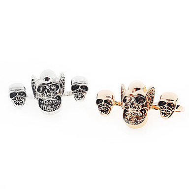 Европейский Стиль Сплав Три черепа Двухместный палец кольцо (случайный цвет)