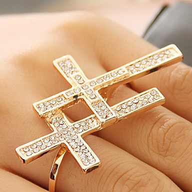 Double Cross Rhinestone кольца (случайный цвет)