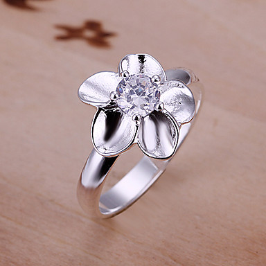 Красивый дизайн Серебряный цветок кольцо с Rhinestone